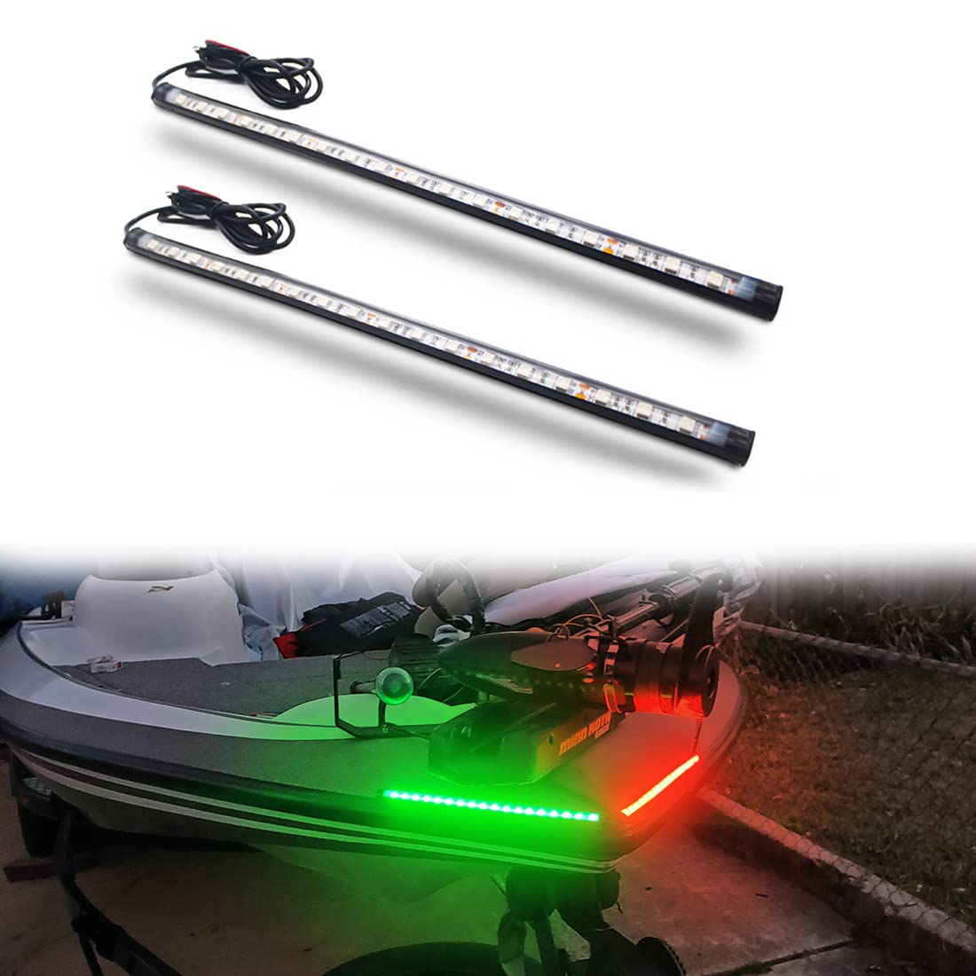 Boaton Marine LED Navigation Lights for Boats - No Drilling Adhesive Mount Bow Lights for Pontoon, Bass Boat, Jon Boat, Jet Ski & Kayak | Night Fishing & Water Safety Lighting