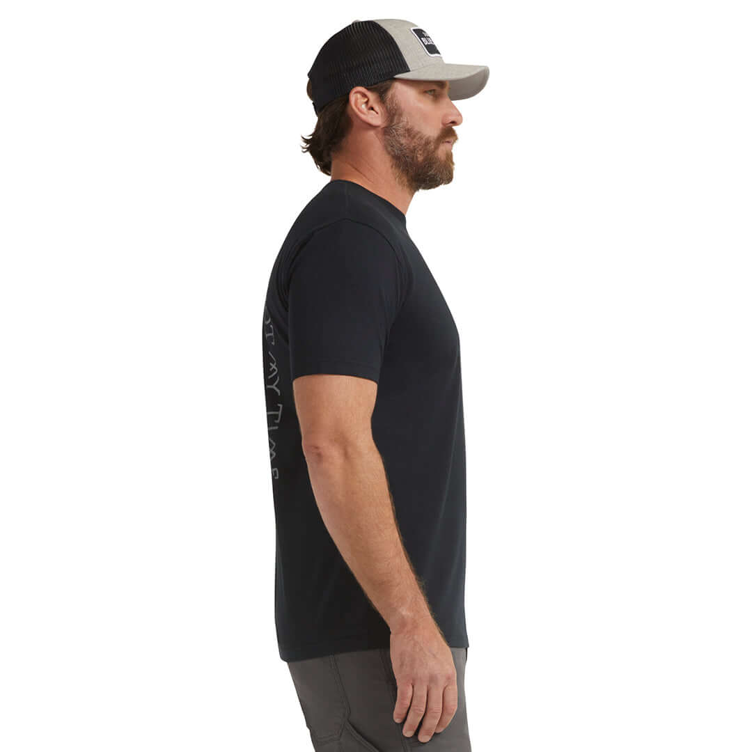 Men's Pay Time Graphic T-Shirt - Black Cotton Tee for Casual Wear & Street Style
