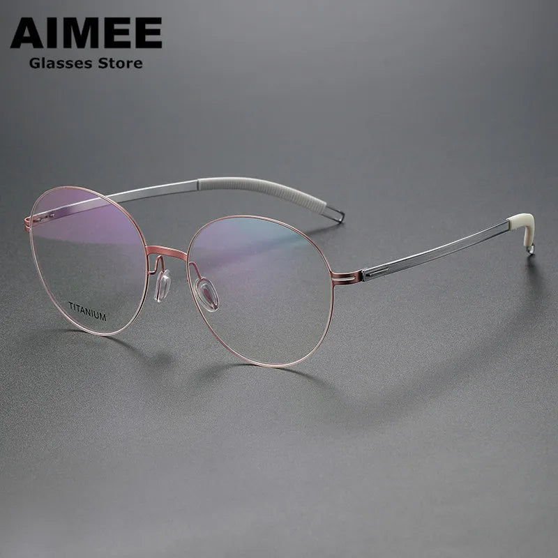 Aimee Unisex Full Rim Round Screwless Titanium Acetate Eyeglasses 2537 - Lightweight & Durable Frame for Reading, Computer Work & Everyday Wear