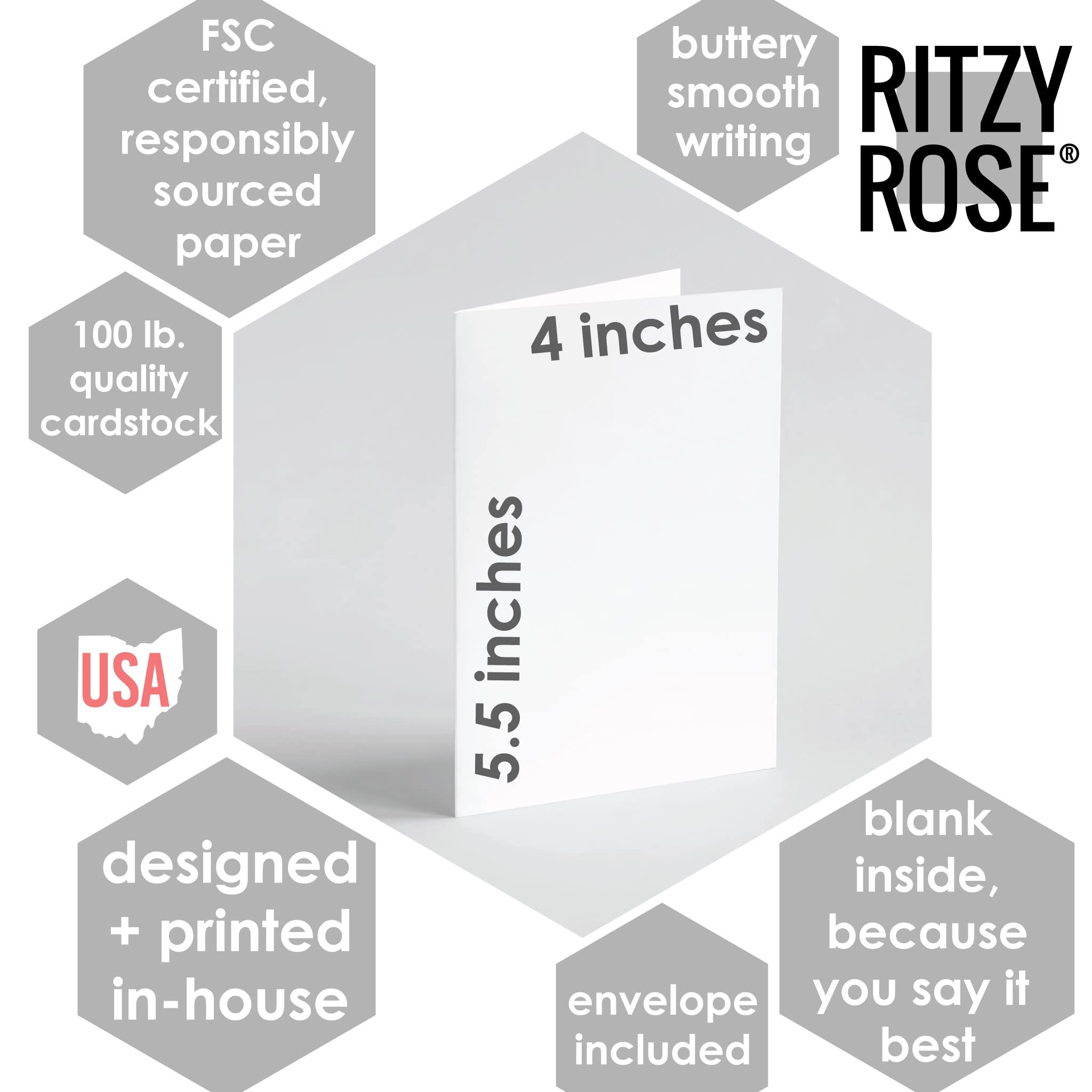 Ritzy Rose Watercolor Greeting Cards - Premium 24-Pack Box Set with Envelopes | Vibrant Gemstone Design Handmade in USA | Perfect for Birthdays, Thank You Notes & Special Occasions