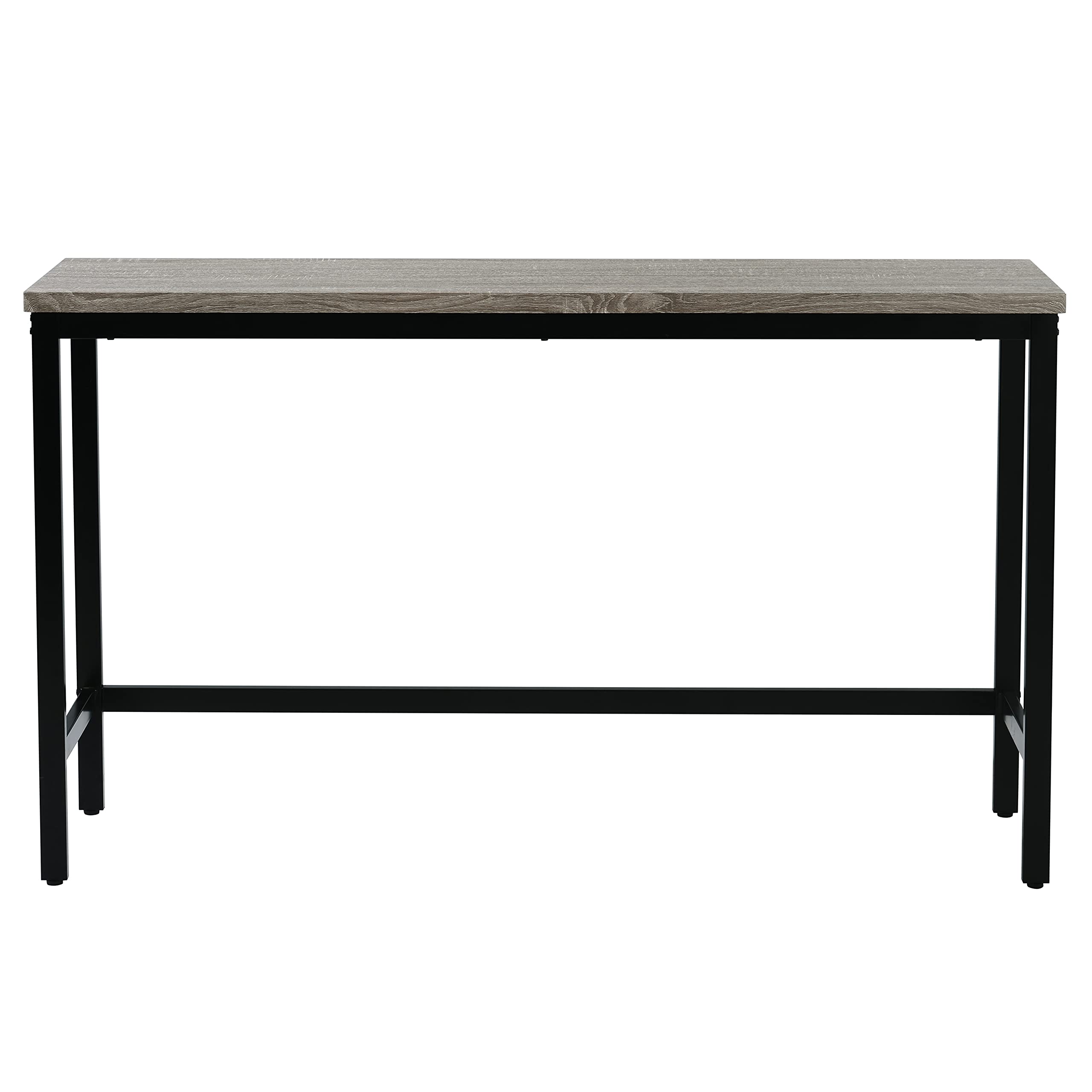 4-Piece Counter Height Extra Long Dining Table Set with 3 Stools - Gray Bar Table Set with Footrest for Pub, Kitchen & Small Space Dining - Perfect for Breakfast Nook, Apartment & Condo Living