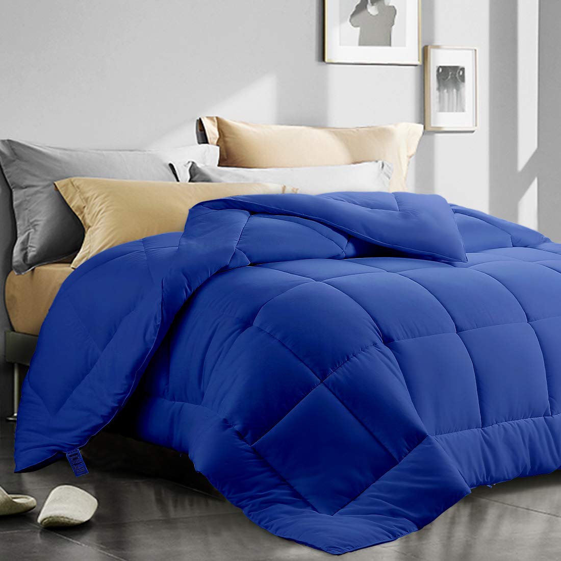 ASHOMELI Queen Size Cooling Comforter - Breathable Down Alternative for Night Sweats Relief, All Season Quilted Bedding with Corner Tabs (88