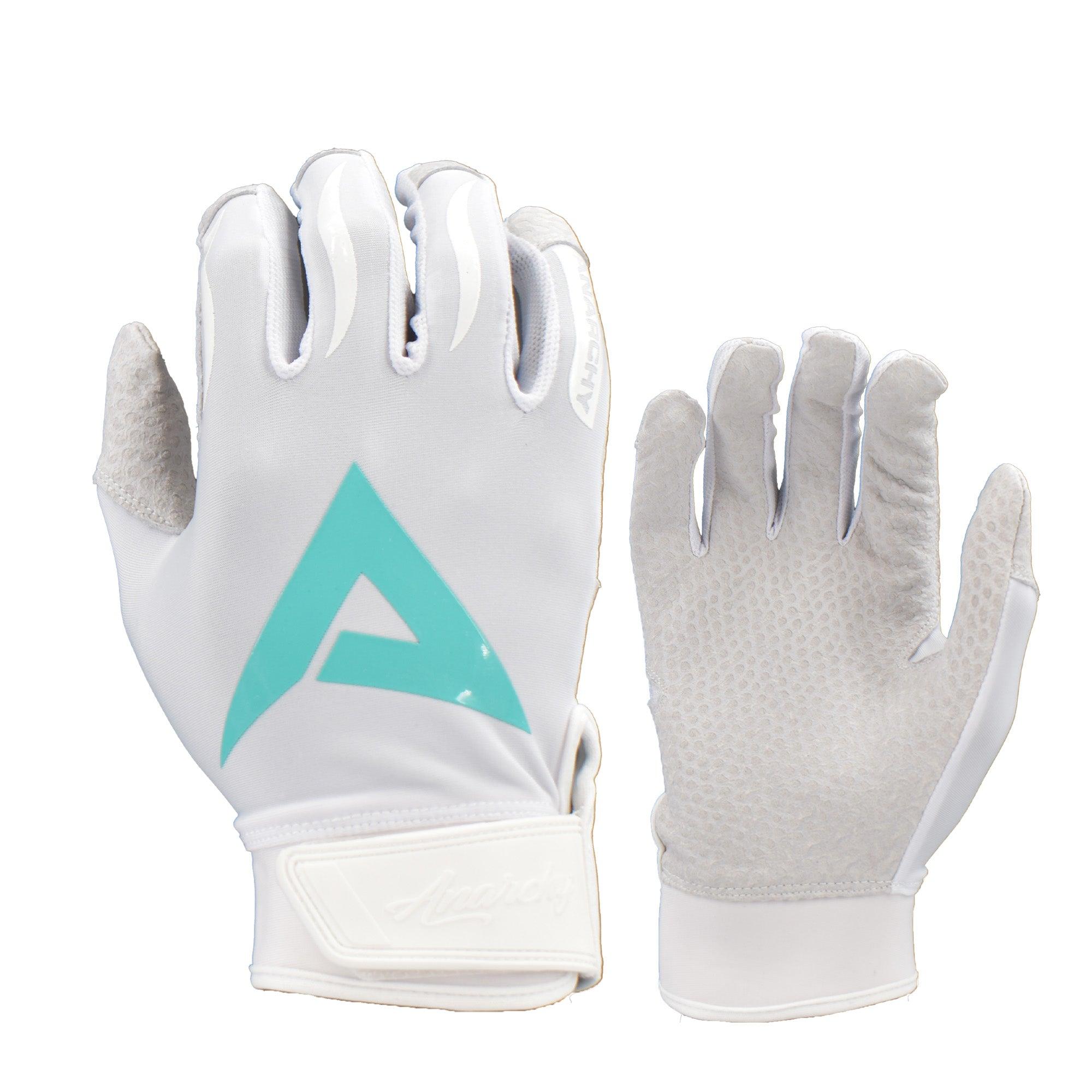 Anarchy Pro Grip Batting Gloves - Whiteout & Mint Color - Premium Baseball & Softball Training Gloves for Enhanced Grip & Comfort - Perfect for Hitting Practice, Batting Cages & Game Day Performance