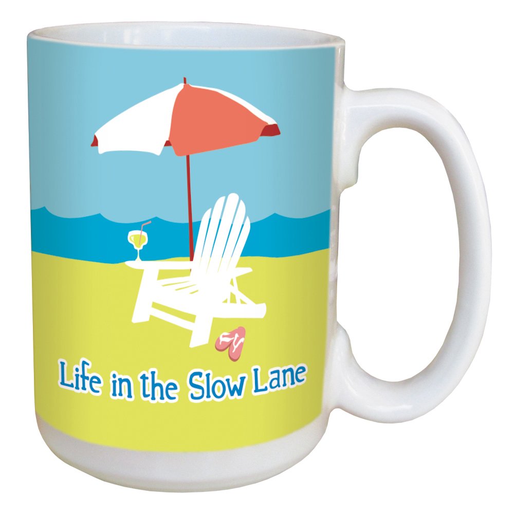 Tree-Free Greetings Slow Lane Chairs 15oz Ceramic Coffee Mug with Full-Sized Handle - Perfect for Home, Office & Gift Giving