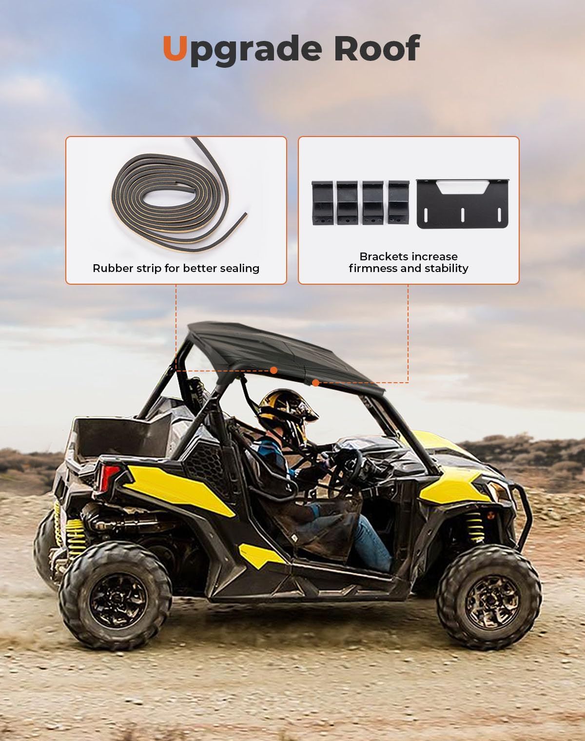 KEMIMOTO Hard Roof Replacement for Can Am Maverick Commander 2021-2025 & Sport Trail 1000R DPS XT 2018-2025 | 2-Piece Heavy Duty Roof Top | Perfect for Off-Roading, Hunting & Outdoor Adventures