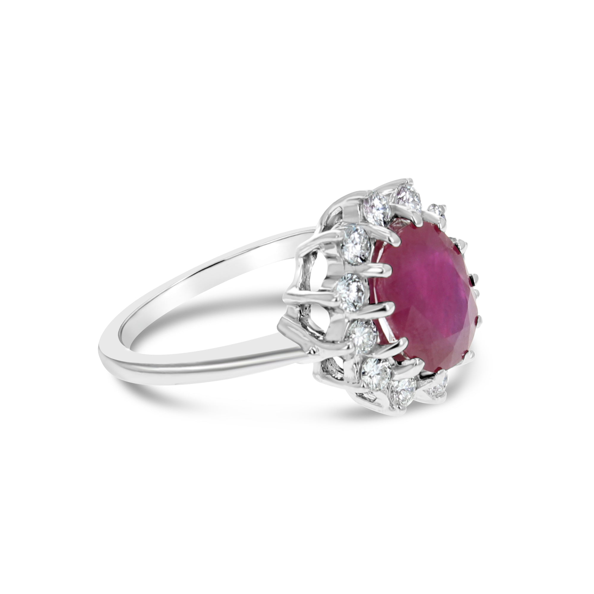 **3.14cttw Ruby & Diamond Engagement Ring in 14K White Gold – Perfect for Proposals, Anniversaries & Special Occasions**