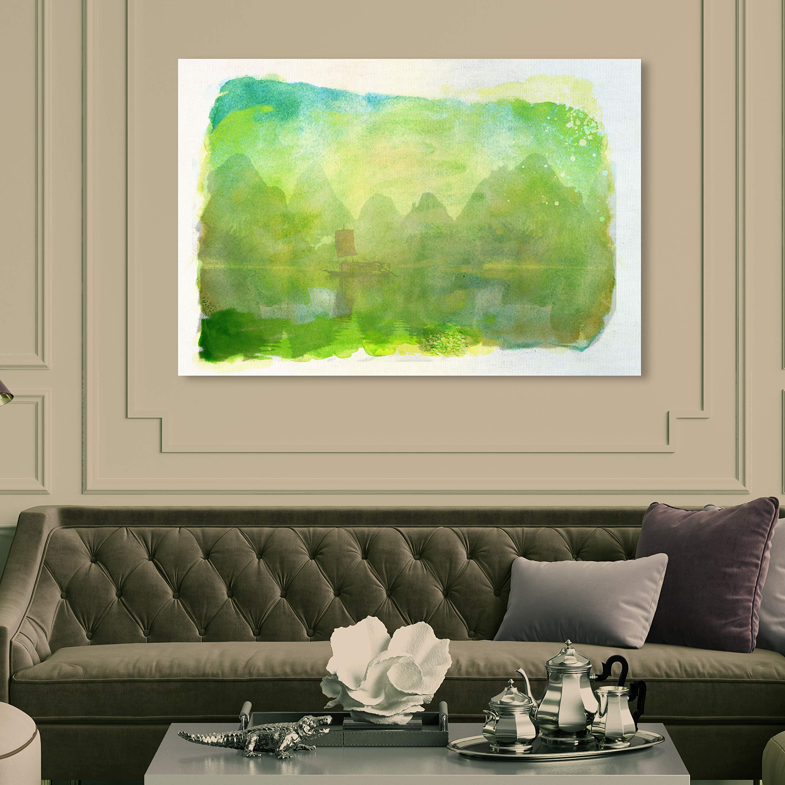 Oliver Gal Artist Co. 'Foamy Jungles' Nature Landscape Wall Art Canvas Print - 45x30 Inch Green Tropical Jungle Home Decor | Perfect for Living Room, Bedroom & Office Wall Decor