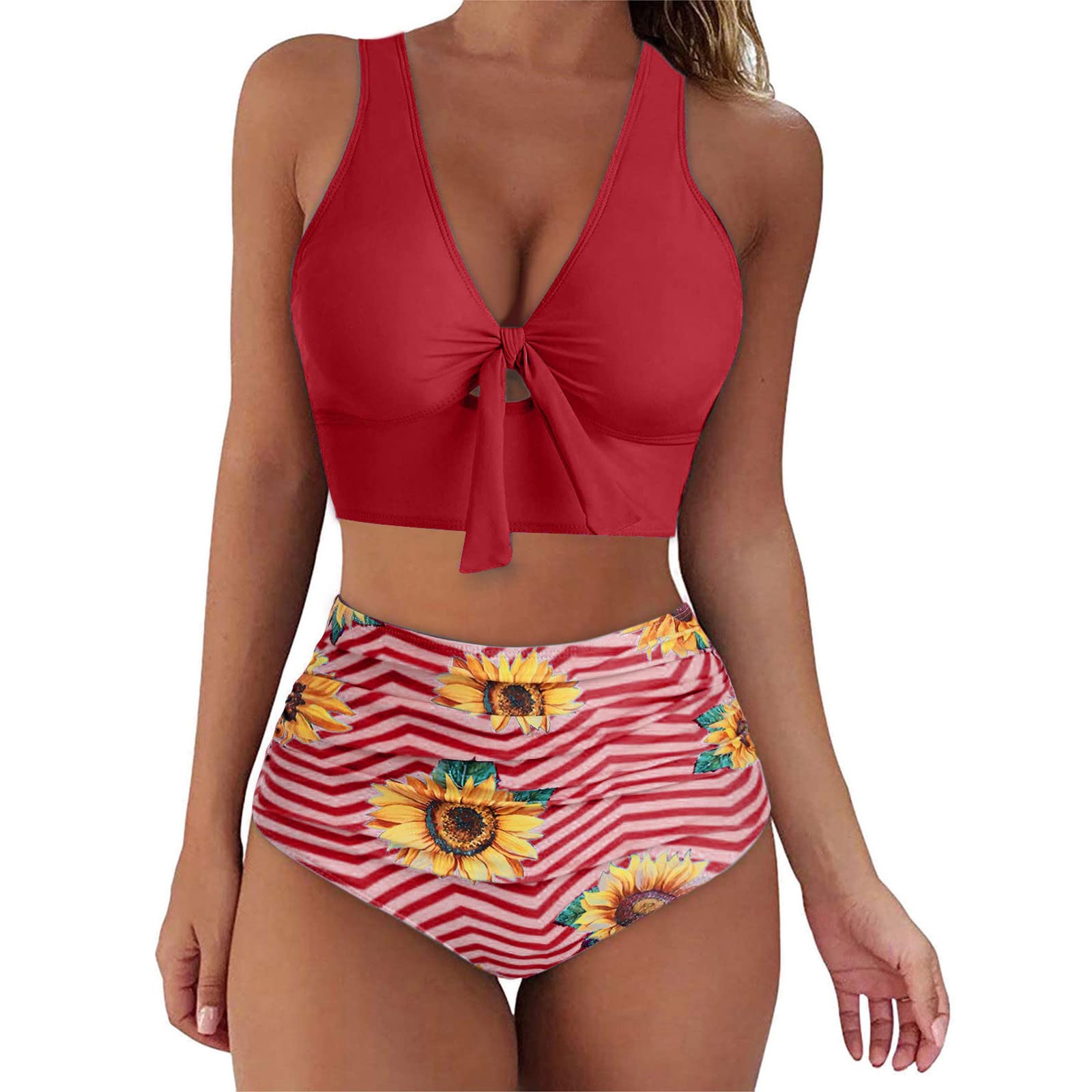 Women's Tummy Control Push Up Bandeau Bikini Set - High Waisted Beach Swimwear with Padded Cups for Shape & Support | Perfect for Pool Parties, Vacations & Summer Getaways