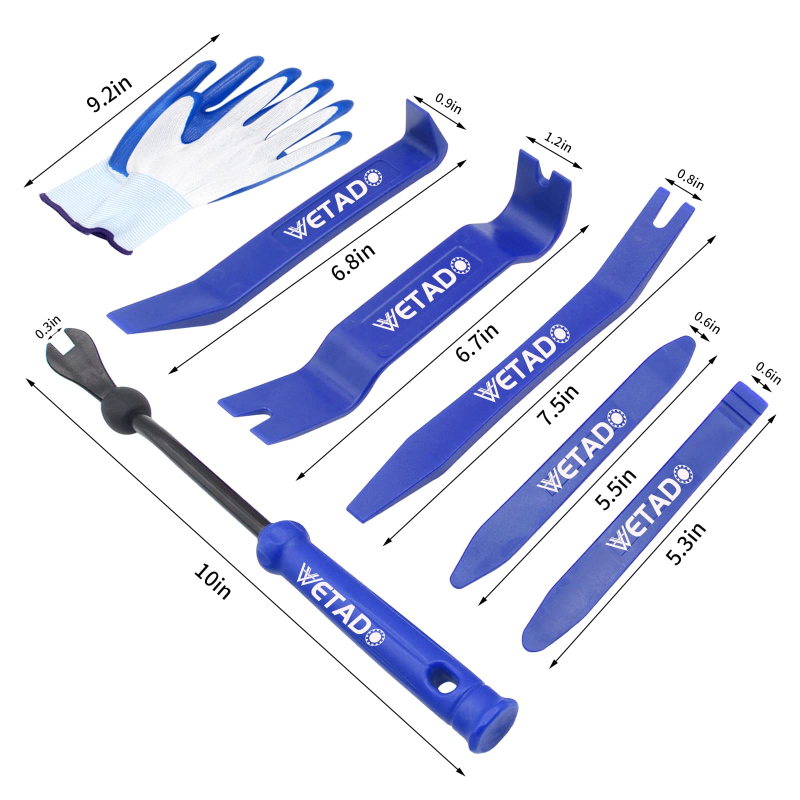 Wetado 16-Piece Auto Trim Removal Tool Kit – Plastic Pry Tools for Car Dashboards, Door Panels, Window Molding & Fastener Removal – Perfect for Car Audio Installation & Interior Repair