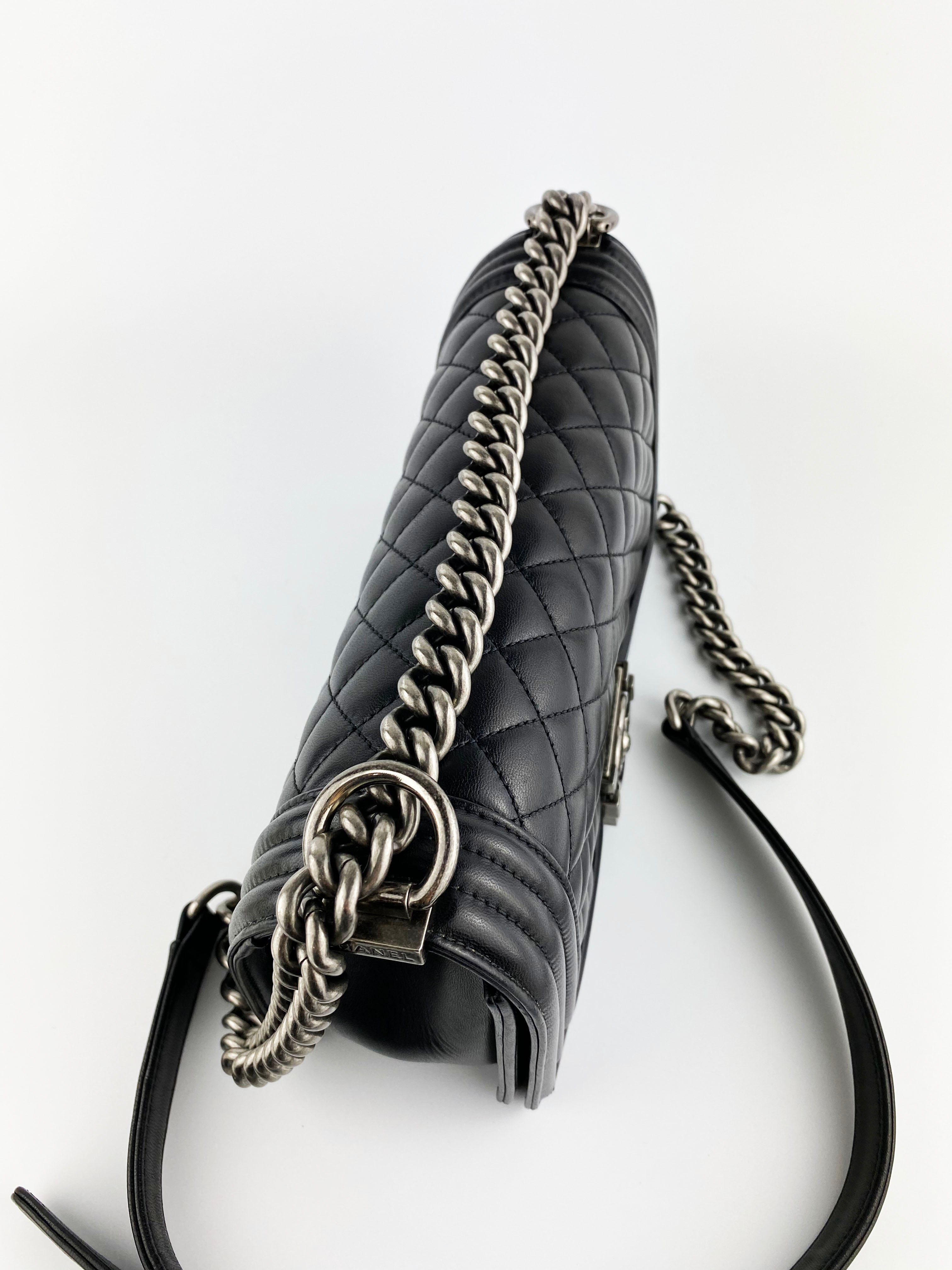 Chanel Boy Lambskin Leather Handbag Black - Luxury Designer Crossbody Bag for Women | Perfect for Evening Events, Parties & Special Occasions