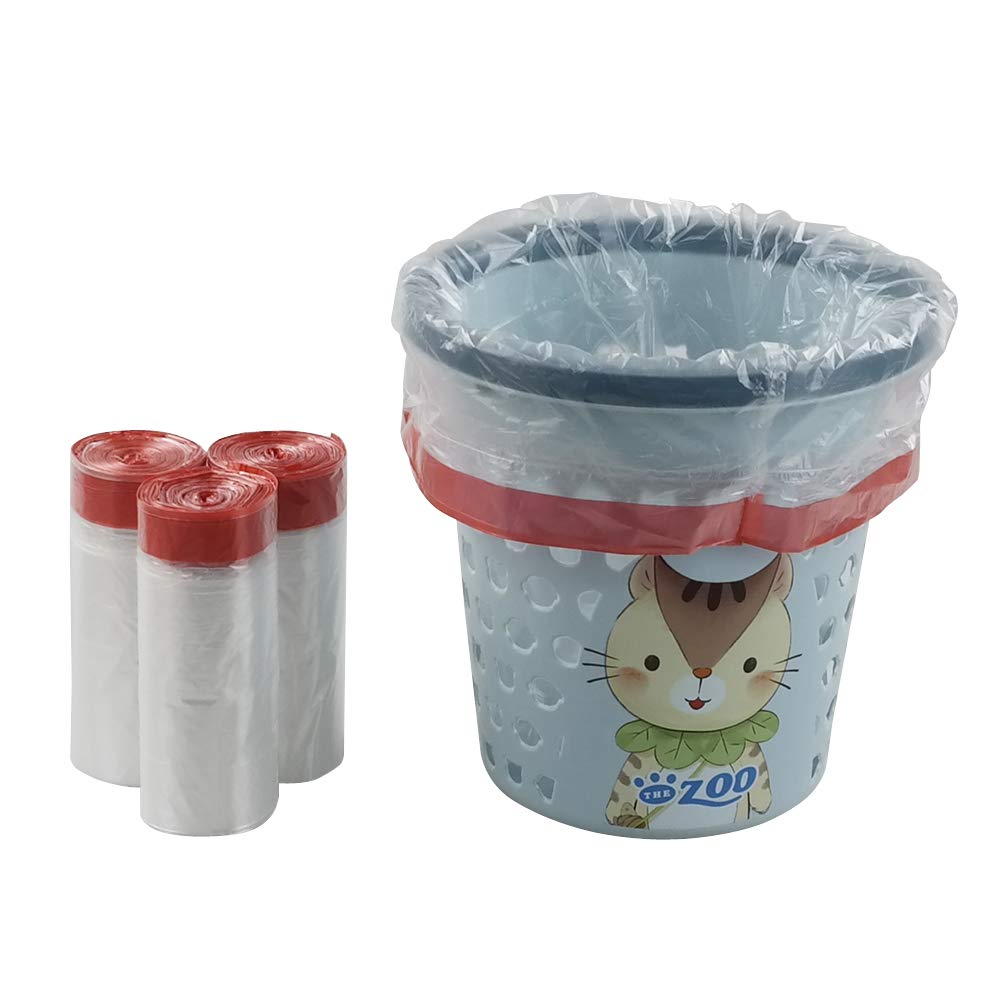 1.5 Gallon Drawstring Small Trash Bags - Clear Bin Liners for Bathroom, Office & Kitchen Waste Disposal - Small Garbage Bags for Home & Commercial Use