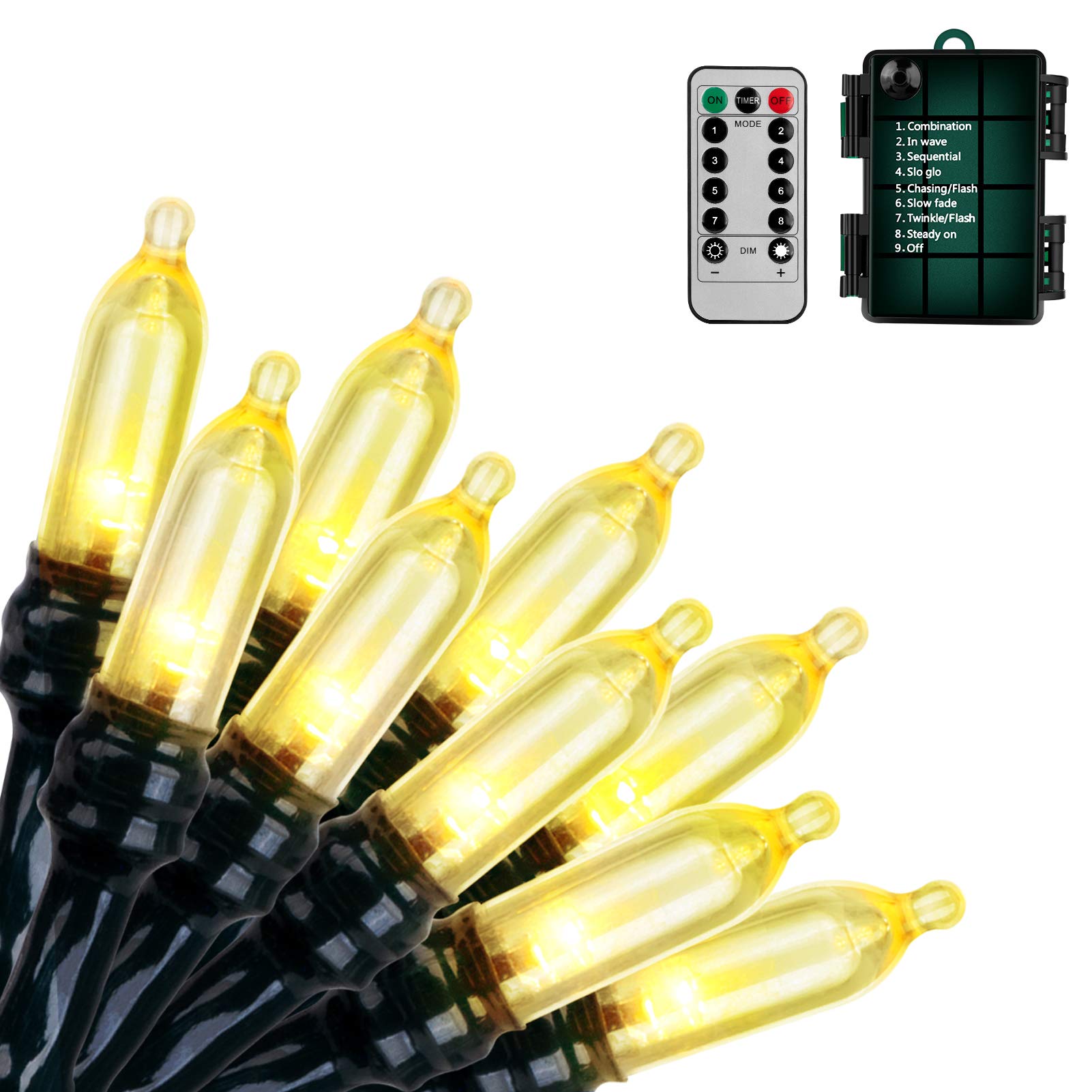 50 LED Battery Operated Christmas String Lights - 18ft Waterproof Fairy Lights with Remote & 8 Modes Timer - Warm White Mini Lights for Indoor Outdoor Xmas Tree, Garden, Wedding, Party Decorations (Perfect for Holiday, Patio, Bedroom, and Landscape Lighting)