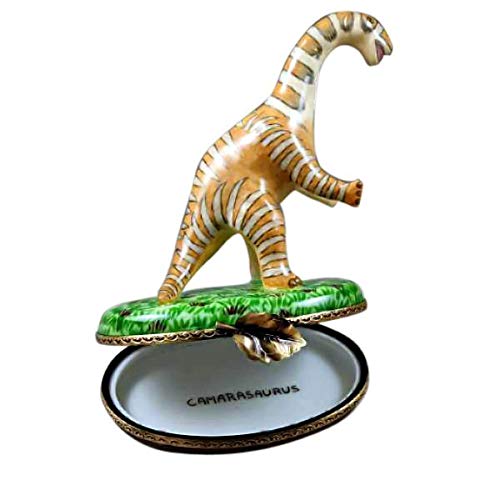 Rochard Brachiosaurus Dinosaur Porcelain Box - Hand-Painted Limoges Collectible with Long Neck & Tail - Perfect for Jewelry Storage & Home Decor Gift