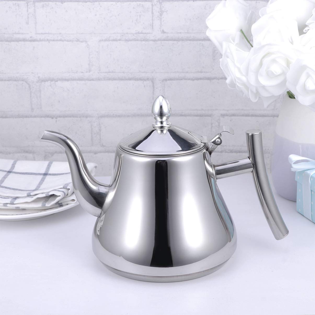 DOITOOL Stainless Steel Tea Kettle for Stove Top - 1.5L Whistling Teapot with Ergonomic Handle & Stay-Cool Knob - Perfect for Boiling Water, Brewing Tea, Coffee & Hot Cocoa at Home or Office