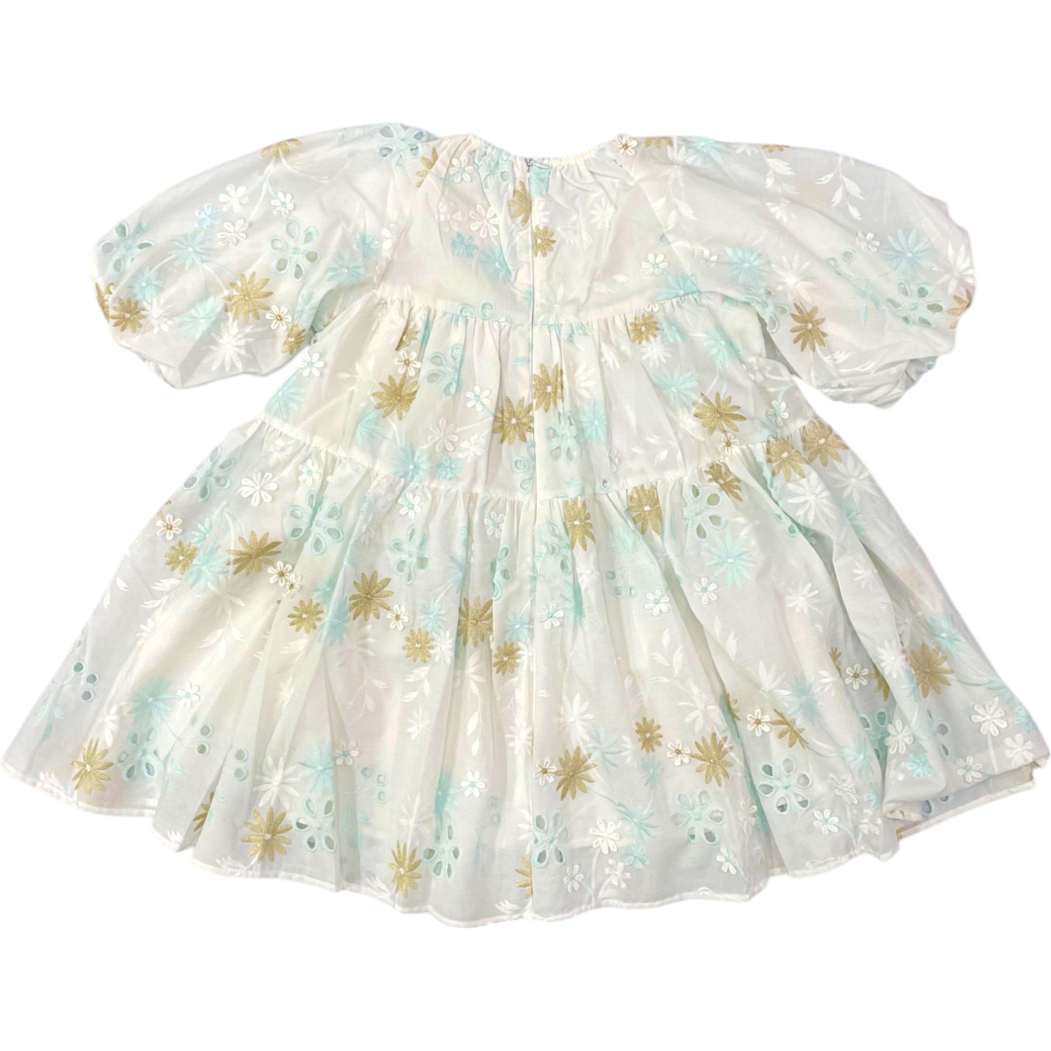 Petite Amalie Elbow Sleeve Seafoam Applique Babydoll Dress | Floral Lace Summer Party Dress for Women | Perfect for Weddings, Garden Parties & Date Nights