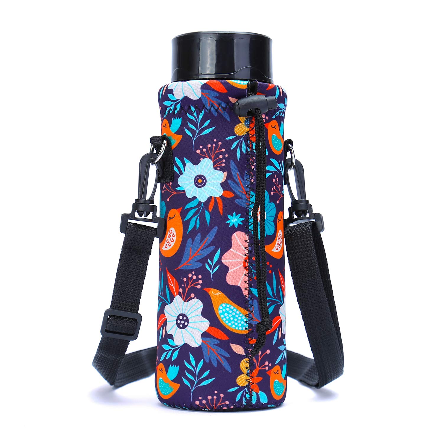 Amary 500ML Neoprene Insulated Water Bottle Carrier Bag with Adjustable Shoulder Strap - Leakproof Cover for Stainless Steel, Glass & Plastic Bottles (16.9OZ) - Perfect for Hiking, Gym, Travel & Outdoor Activities (Birds Pattern)