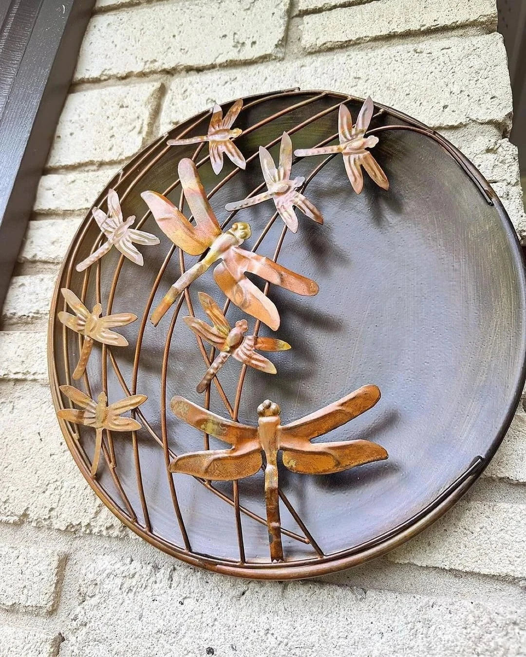 Raised Dragonflies Wall Decor Disc - Handcrafted Metal Art for Home & Office - Perfect for Living Room, Bedroom, or Outdoor Garden Decor