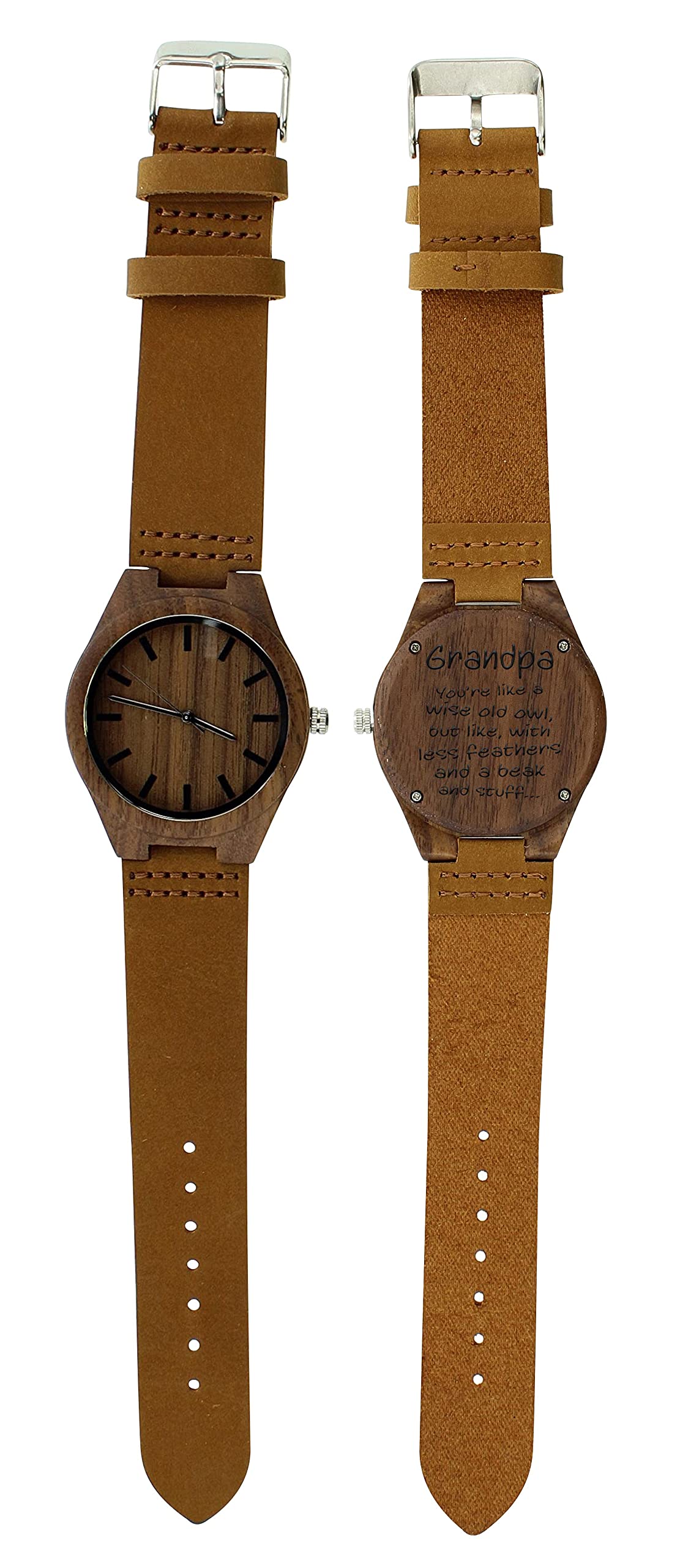 Vintage Engraved Wooden Watch & Display Case - Grandpa Owl Design - Unique Gift for Men, Fathers & Collectors - Perfect for Birthdays, Anniversaries & Retirement Gifts