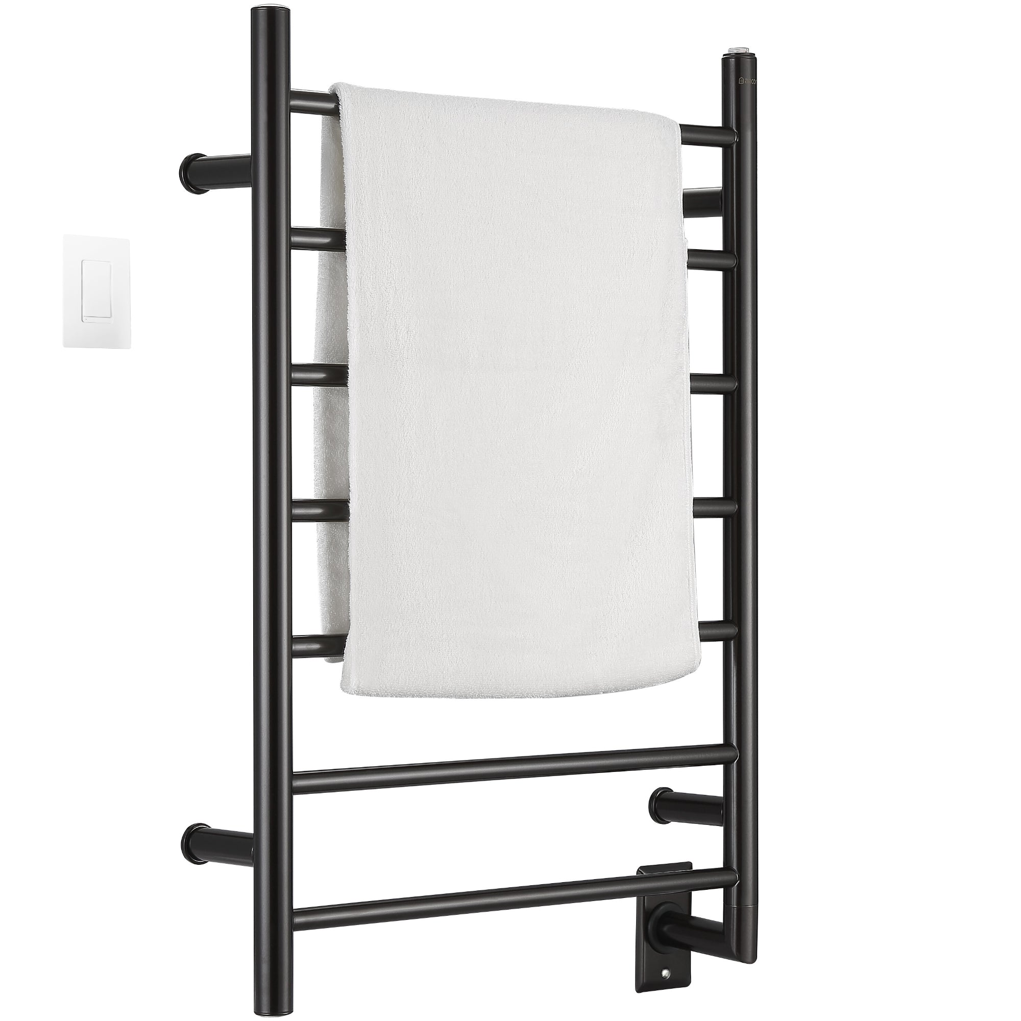Ancona Comfort 7 Bar Hardwired Towel Warmer with WiFi Timer - Oil Rubbed Bronze Finish | Bathroom Luxury Heated Towel Rack for Spa, Hotel & Home Use