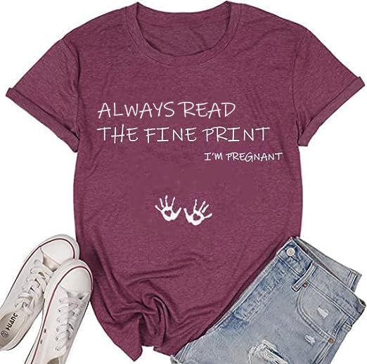 Funny Maternity T-Shirts for Women - Cute Pregnancy Announcement Shirt with Letter Print Graphic - Comfortable Casual Mama Tee for Pregnancy Reveal, Baby Shower & Gender Reveal Parties