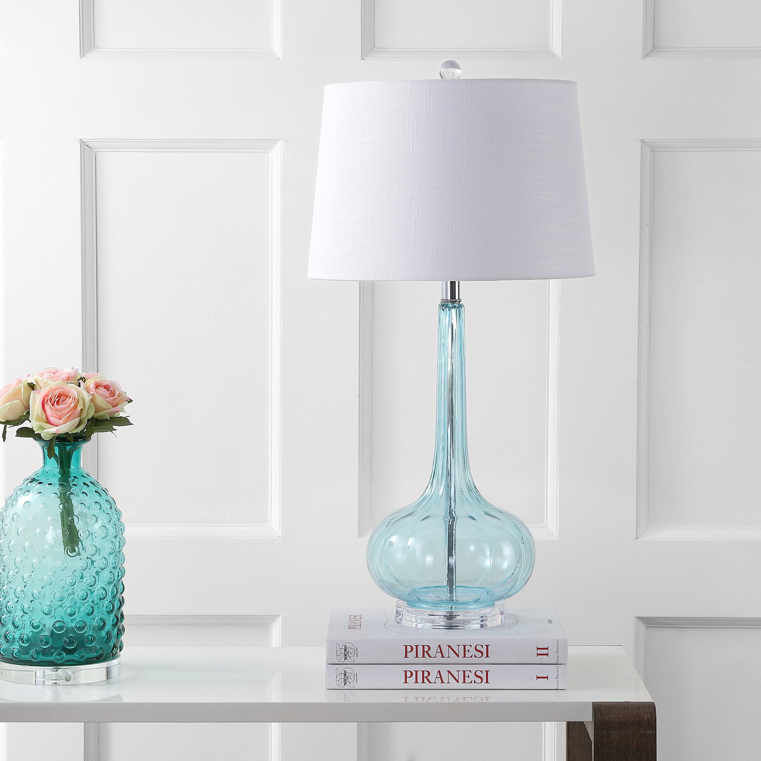 JONATHAN Y JYL1079B-SET2 Set of 2 Modern Glass Teardrop LED Table Lamps - 28.5