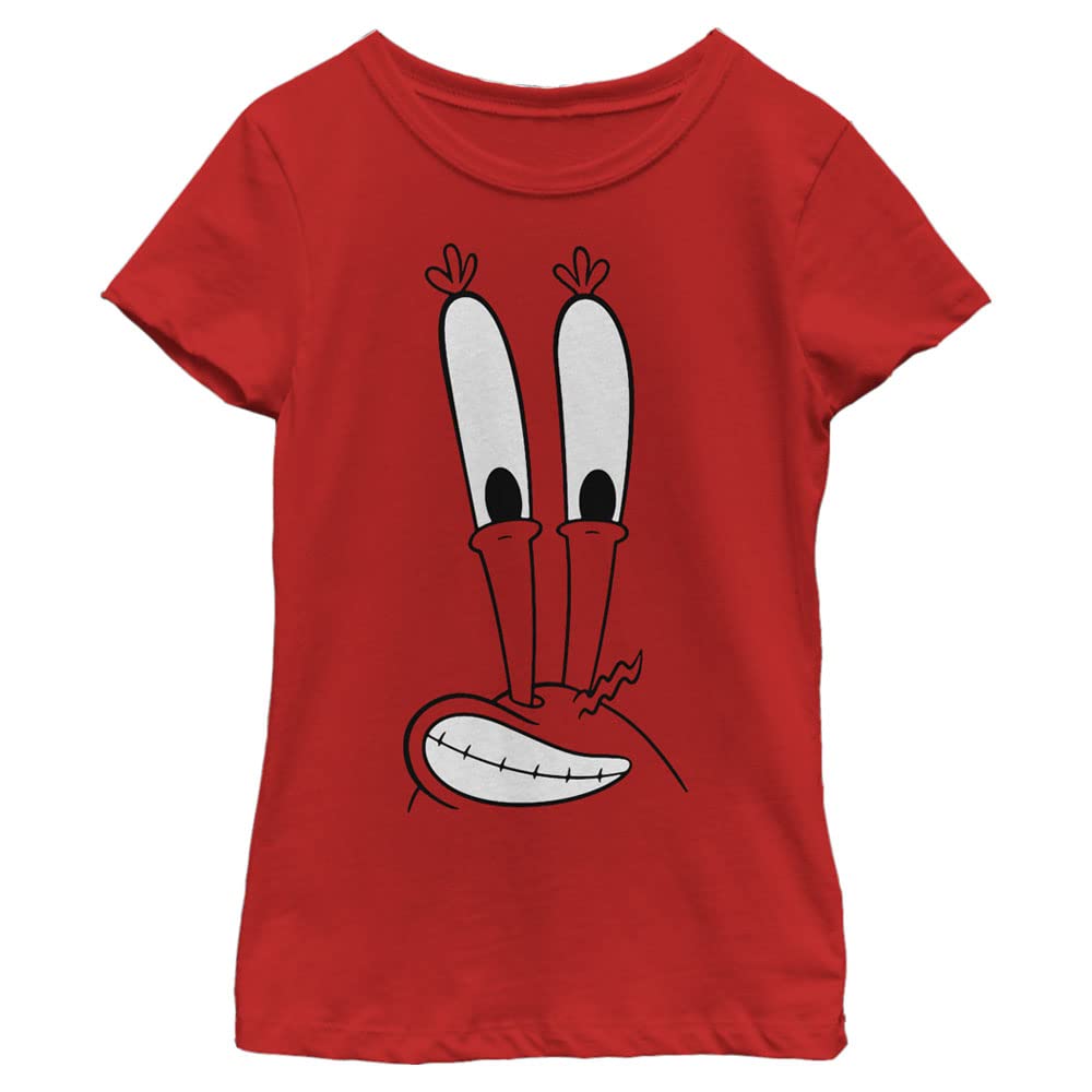 SpongeBob SquarePants Mr. Krabs Big Face Graphic T-Shirt for Girls | Nickelodeon Cartoon Short Sleeve Tee | Casual Wear, Birthday Gift & Cosplay Outfit