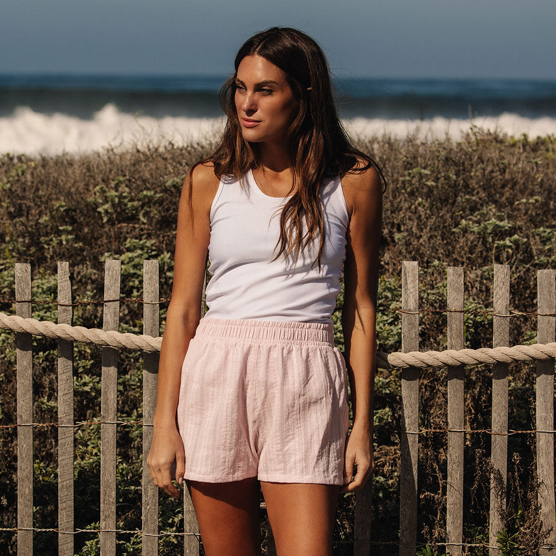 Stylish Cabana Shorts for Women - Soft Pink Kiss Color | Perfect for Beach, Pool, and Summer Vacations
