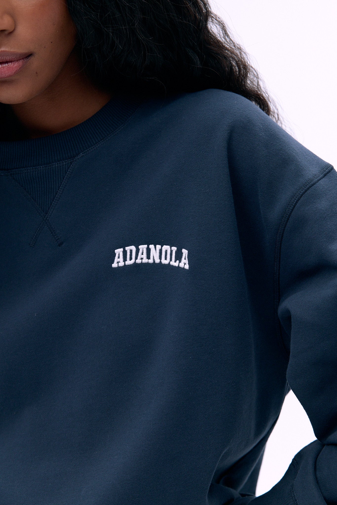 Varsity Loose Fit Sweatshirt for Men & Women | Comfortable Cotton Pullover Hoodie in Midnight Blue/Marshmallow White | Casual Wear, College Style, Street Fashion