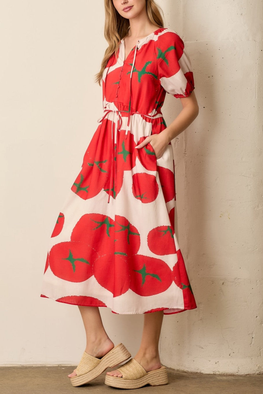 Vintage-Inspired Button Front Midi Dress for Women - Floral Print A-Line Summer Dress with Pockets | Perfect for Brunch, Weddings & Casual Outings