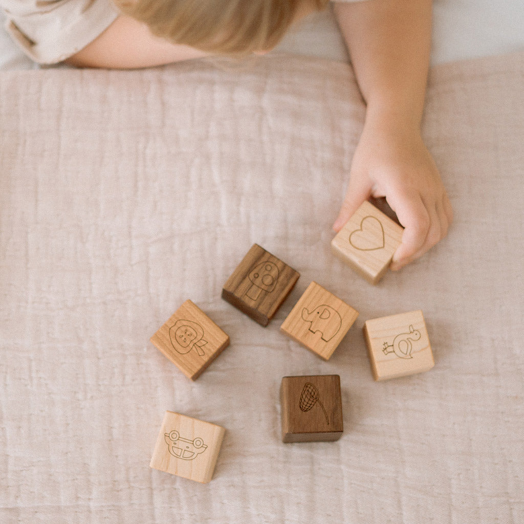 Wooden Alphabet Blocks for Kids - ABC Learning Toys with Pictures - Perfect for Preschool Education & Early Childhood Development