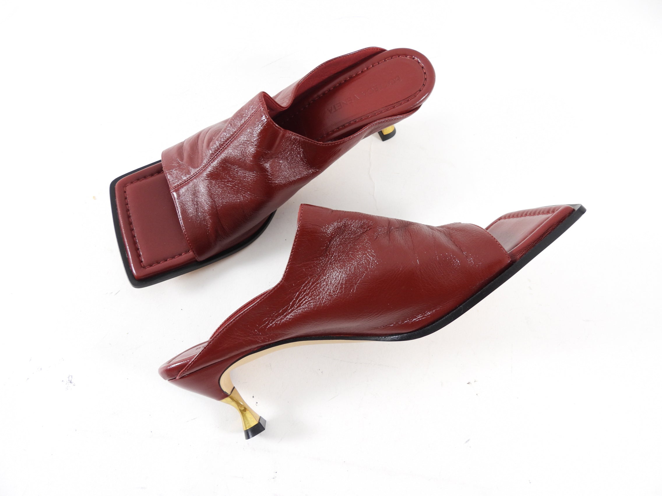 Bottega Veneta Burgundy Glove Leather Mule with Metal Heel - Size 39 | Luxurious Italian Designer Shoes for Women | Perfect for Evening Parties, Weddings & Special Occasions