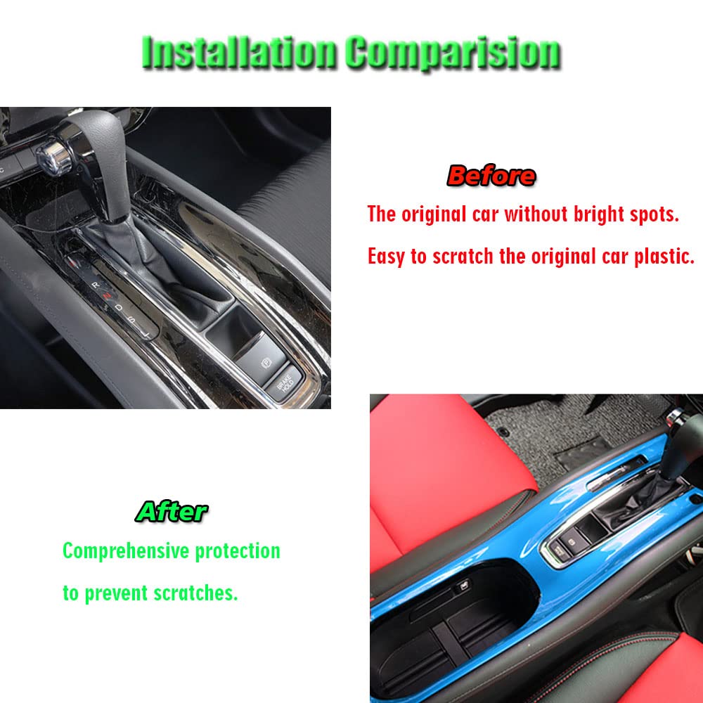 BOYOUS ABS Center Console Gear Shift Panel Frame Cup Holder Cover Trim for Honda HR-V 2016-2022 - Interior Accessories Upgrade (Blue) - Perfect for Car Customization & Daily Driving Comfort
