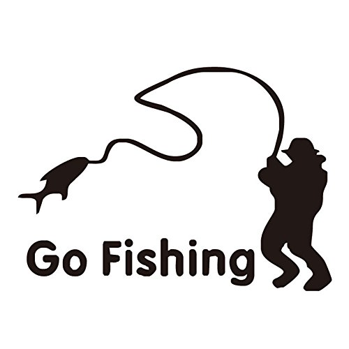 HitommyGo Fishing Car Sticker 14x11cm Vinyl Decal - Black Vinyl Window Graphics for Car Styling, Perfect for Outdoor Enthusiasts and Fishing Lovers