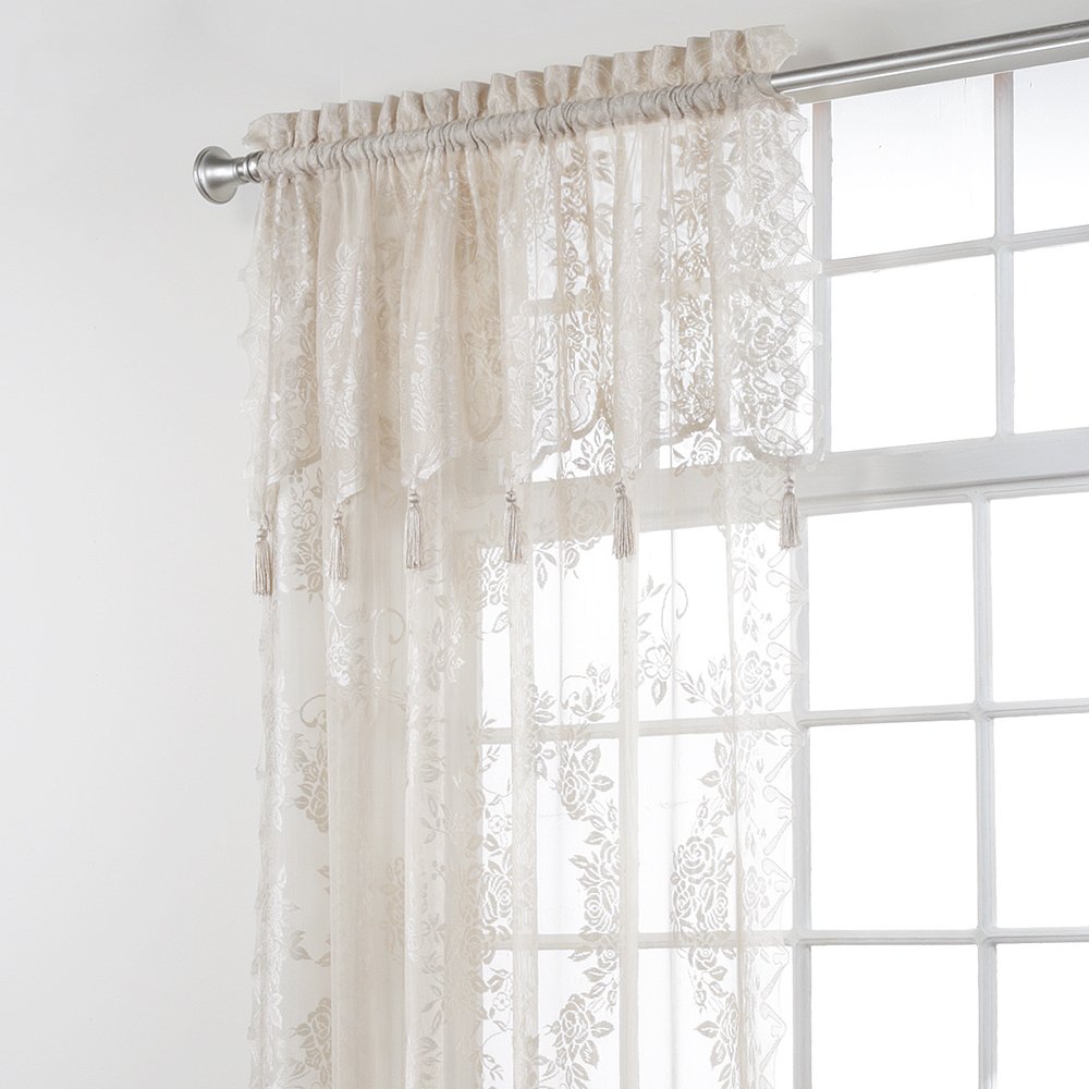 Stylemaster Home Products Carly Lace Panel with Attached Valance - 56