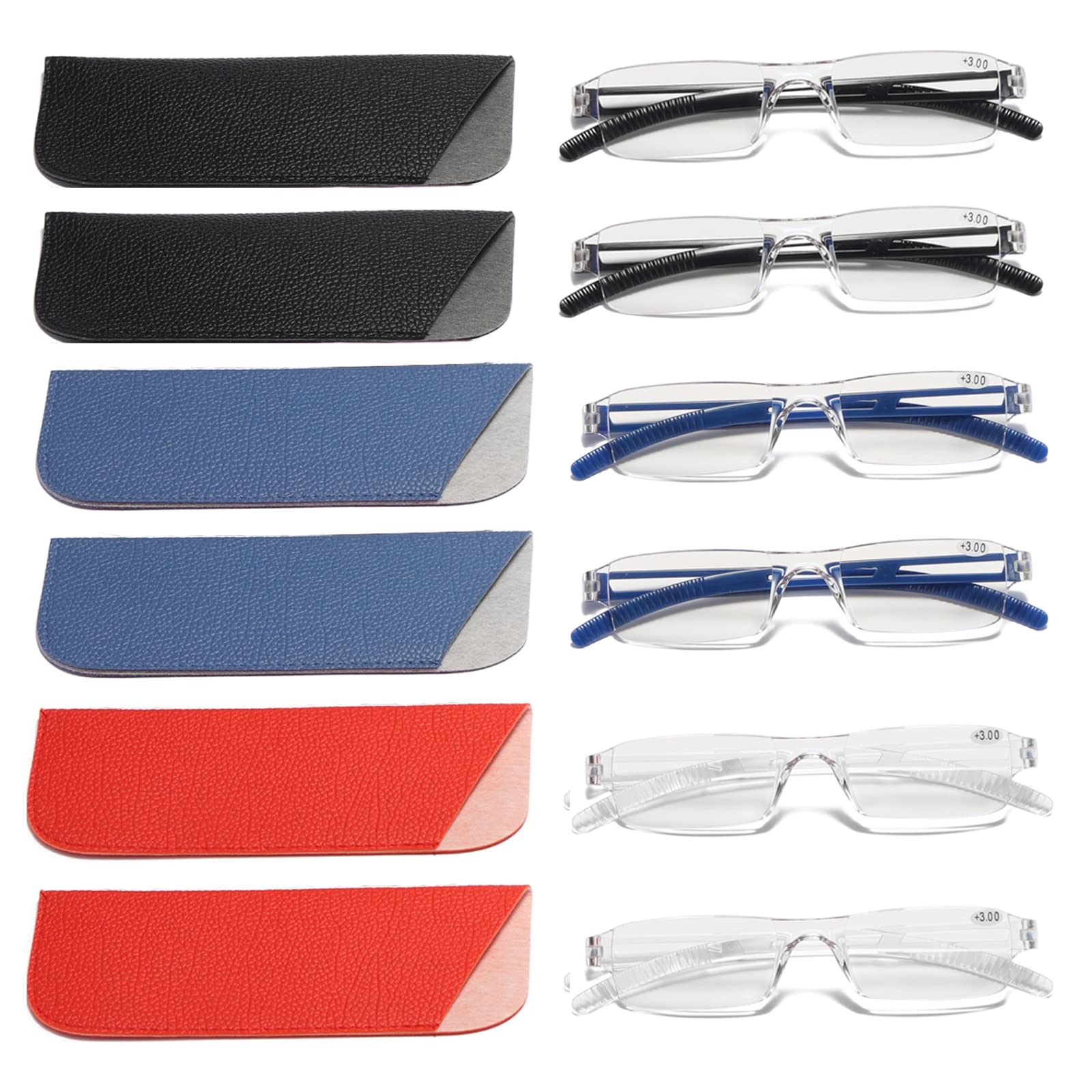 Viseng 6-Pack Blue Light Blocking Reading Glasses for Men & Women - Fashionable Rectangular One-Piece Computer Glasses Frame +1.0 Magnification - Perfect for Office Work, Screen Time & Digital Eye Strain Relief