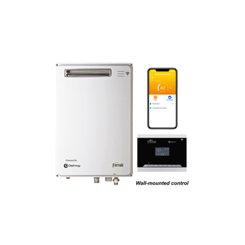 Ferroli GS 20 OE TG (I) WiFi Gas Water Heater - Instant Hot Water for Home, Kitchen & Bathroom | Energy Efficient & Smart Control