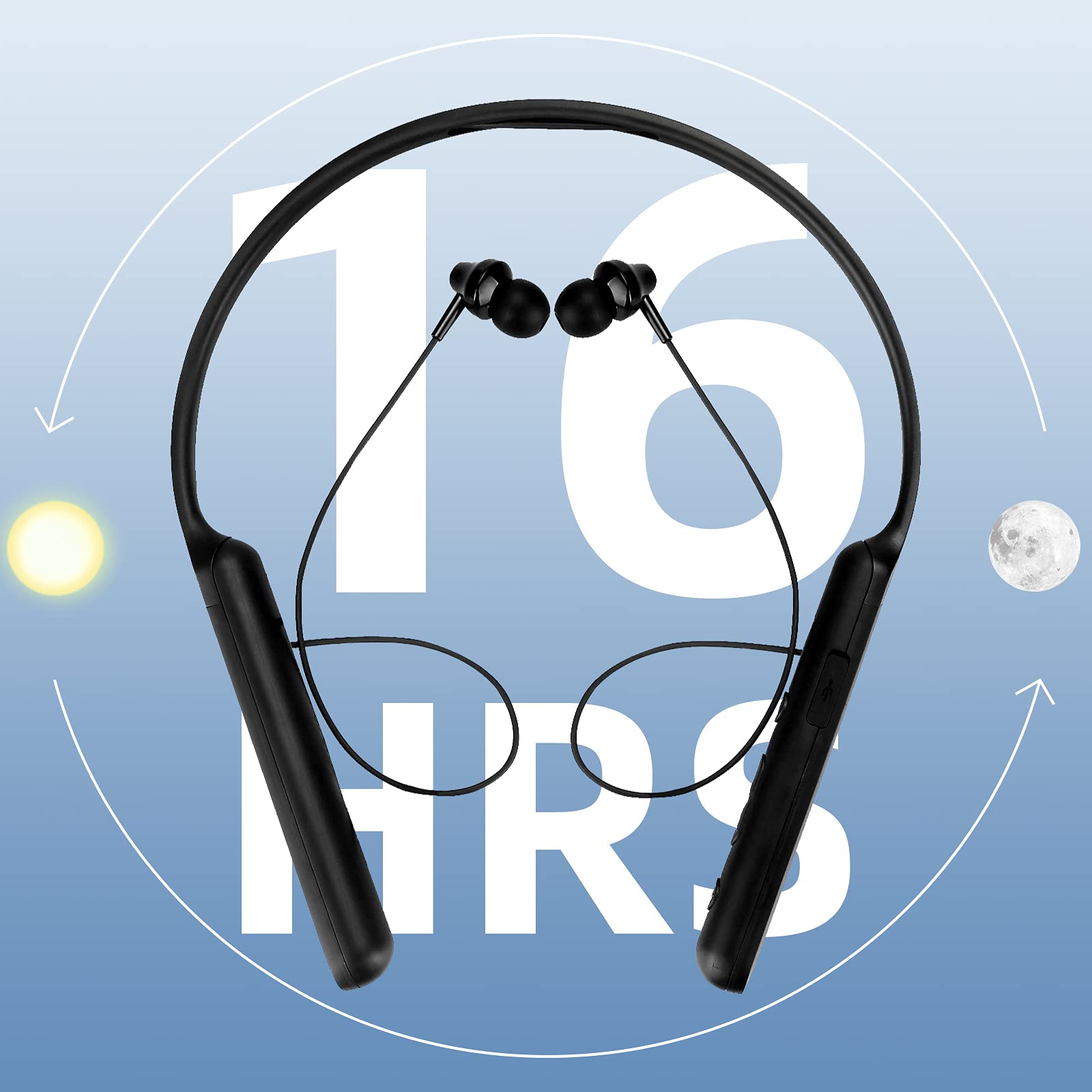 Retekess TR108 Wireless FM Radio Headphones with Digital Display - Stereo FM Radio, Hands-Free Calling, Rechargeable Battery - Perfect for Walking, Jogging, Commuting & Outdoor Activities (Neckband Style)