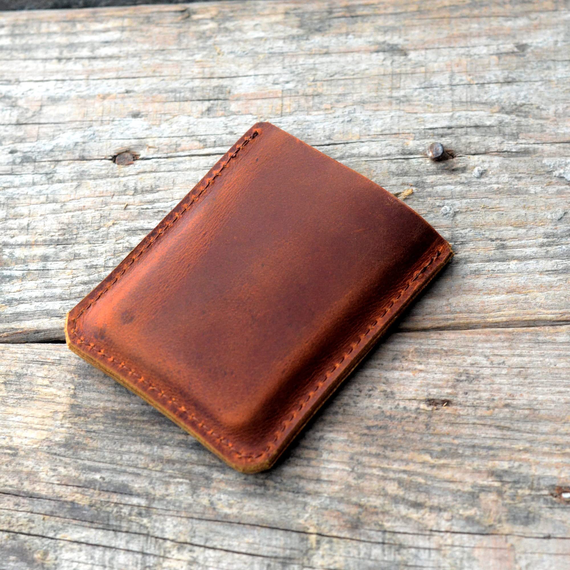 JJNUSA Slim Front Pocket Card Holder for Men & Women - Minimalist Leather Wallet with RFID Protection - Distressed Brown Genuine Leather - Perfect for Travel, Business & Everyday Use (Brown)