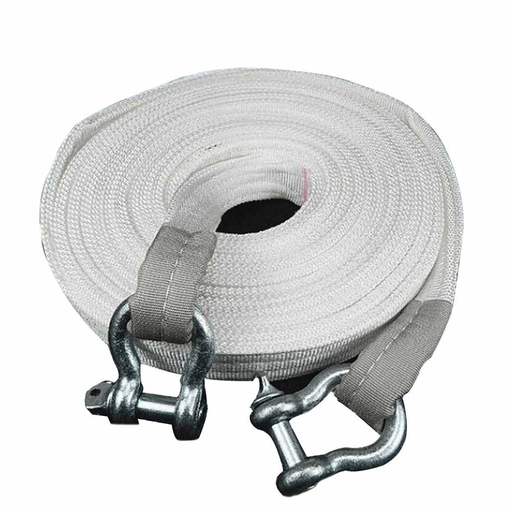 Heavy Duty 8 Ton (17,000 lbs) Tow Rope with 2 Hooks - 5M (16.4ft) Emergency Towing Cable for SUV, Truck & Trailer - White - Perfect for Off-Road Recovery & Vehicle Rescue