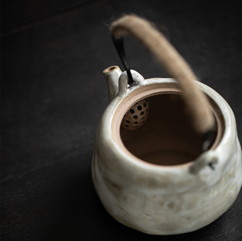 Handmade Japanese Coarse Pottery Teapot - Traditional Clay Teapot for Loose Leaf Tea Brewing | Perfect for Tea Ceremonies, Home Use & Gift Giving