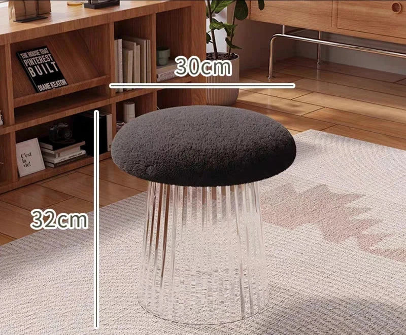 Nordic Mushroom Acrylic Stool - Modern Mushroom-Shaped Side Table for Living Room, Bedroom, or Kids Room - Durable Acrylic Furniture for Home Decor