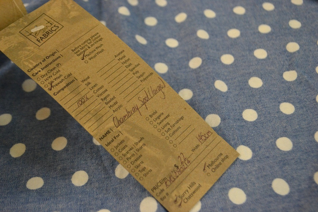 Stylish Chambray Dot Print Fabric - Large Size for DIY Sewing, Home Decor & Fashion Projects | Perfect for Curtains, Dresses & Crafting