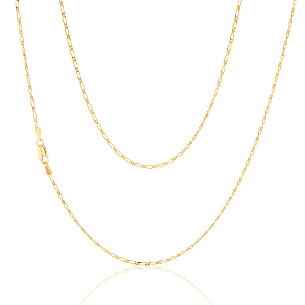 9ct Yellow Gold 40 Gauge 1:1 Figaro Chain 46cm - Elegant Jewelry for Men & Women, Perfect for Everyday Wear, Gifts & Special Occasions