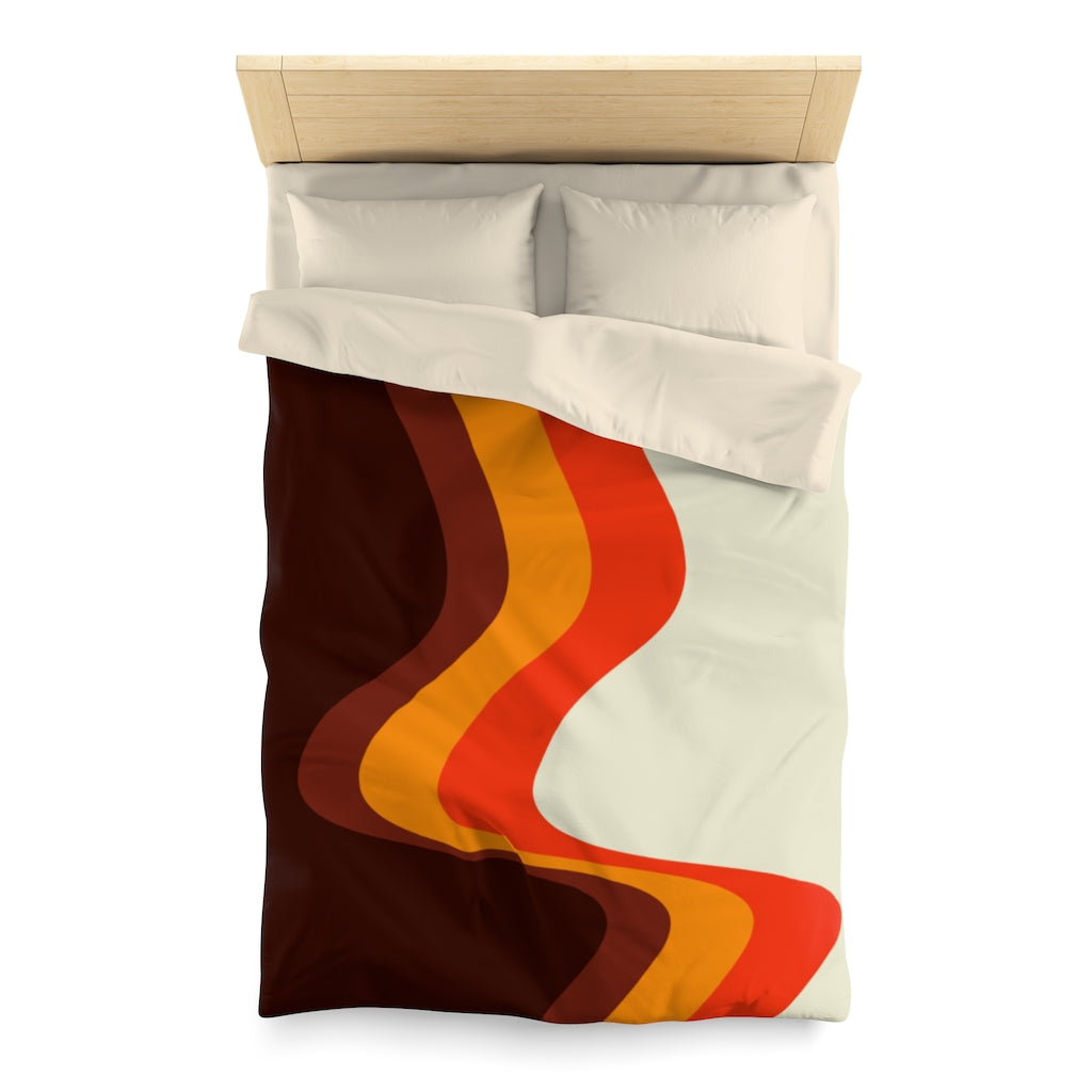 Groovy Retro Microfiber Duvet Cover Set - Soft & Breathable Bedding for Modern Bedroom Decor - Perfect for Guest Rooms, Dorms & Cozy Home Styling
