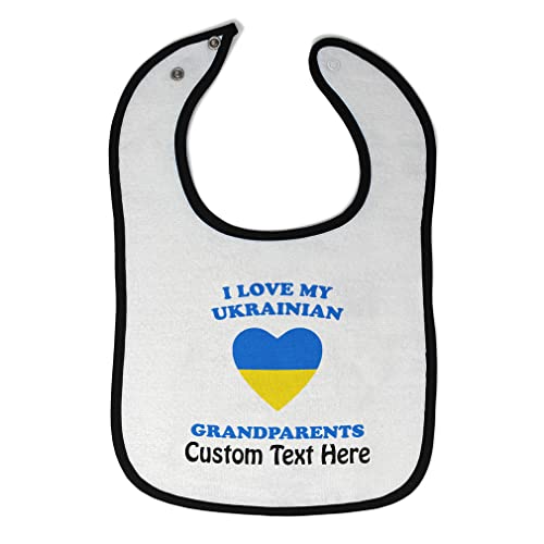Custom Baby Bibs & Burp Cloths - Personalized 'I Love My Grandparents' Cotton Bibs for Toddlers & Infants - Ukrainian Themed & Other Country Designs - White & Black Options - Perfect for Baby Showers, Grandparents Day & Family Gifts