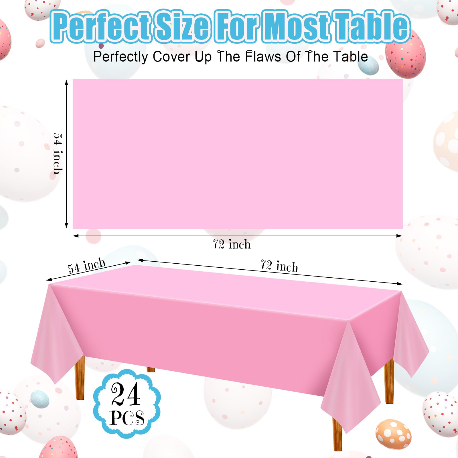 24 Pack Easter Tablecloths 54x72 Inch - Disposable Rectangle Table Covers for Holiday Party, Picnic, Outdoor Dining & Dinner Decorations (Candy Series) - Perfect for Easter Celebrations, Spring Gatherings & Family Meals