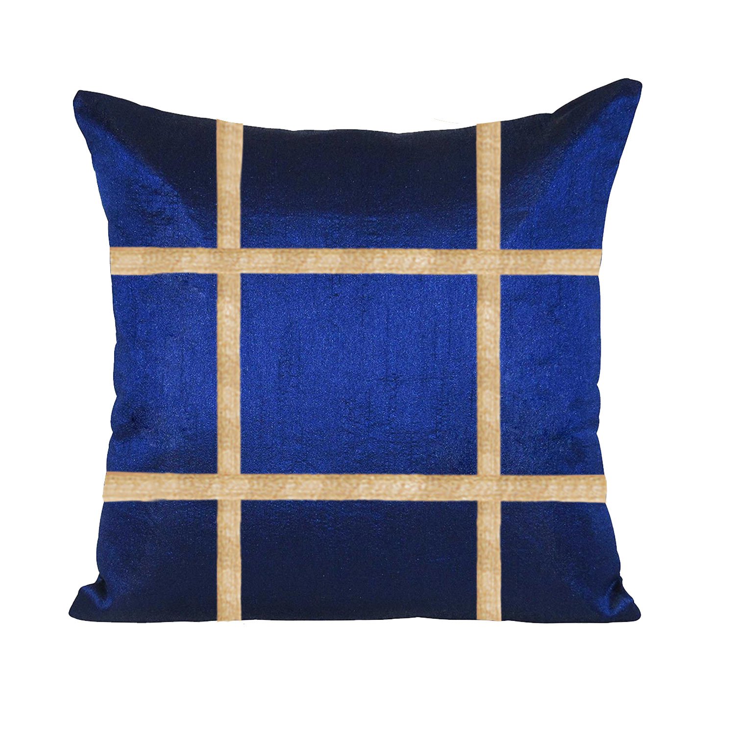 Premium Blue Square Pillow Covers - 5-Piece Dupion Silk Cushion Covers Set (16
