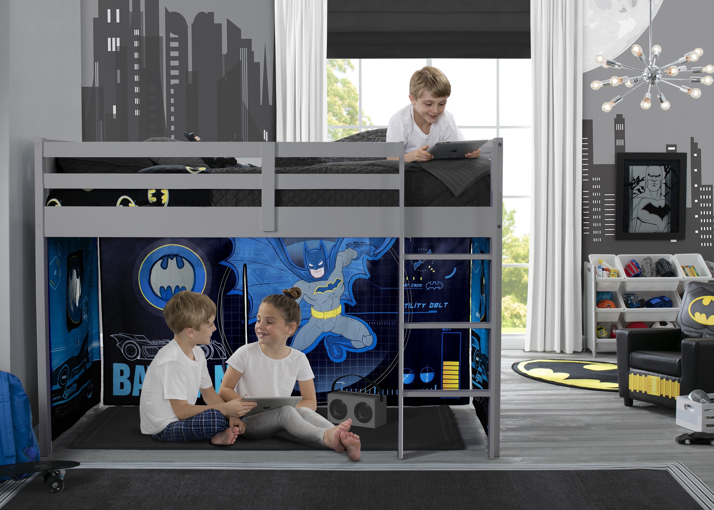 Batman Loft Bed Tent Curtain Set for Twin Size - Superhero Themed Kids Room Decor | Perfect for Boys' Bedroom, Playroom & Sleepovers (Bed Sold Separately)