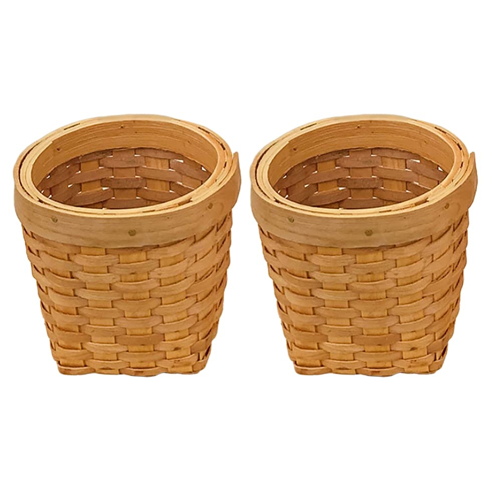 Cabilock 2-Pack Woven Rattan Pen Holder - Desktop Stationery Organizer, Pencil Cup & Makeup Brush Holder - Natural Wicker Office Desk Accessory for Home, Office & School Organization | Perfect for Desk Decor, Craft Storage & Plant Pots