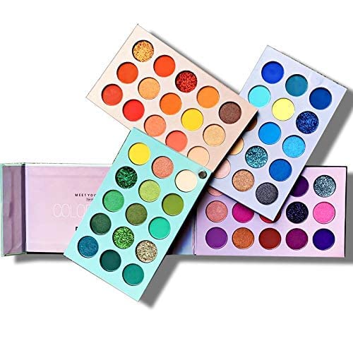 First Beauty 60 Color High Pigmented Eyeshadow Palette - Long Lasting Makeup Set with 6Pcs Beauty Blender (7 Items) | Perfect for Professional Makeup, Party Looks & Everyday Glam